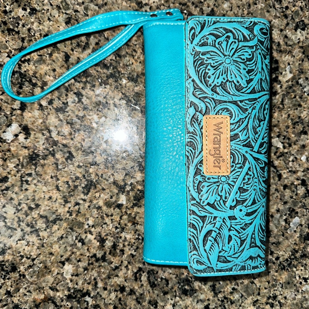 Wrangler Teal and Black Floral Wallet